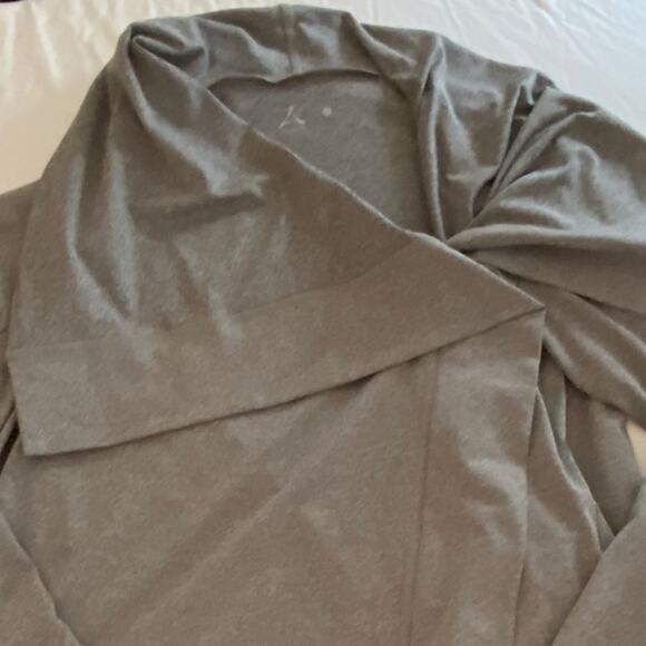 ASPIRE Athleisure Jacket Zipper Close Asymmetrical Lines Pockets 1X Heather Gray - Picture 4 of 7